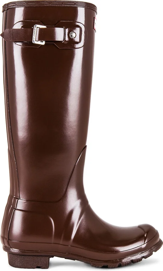 Womens Original Tall Gloss Rain Boots - Brown Bolt