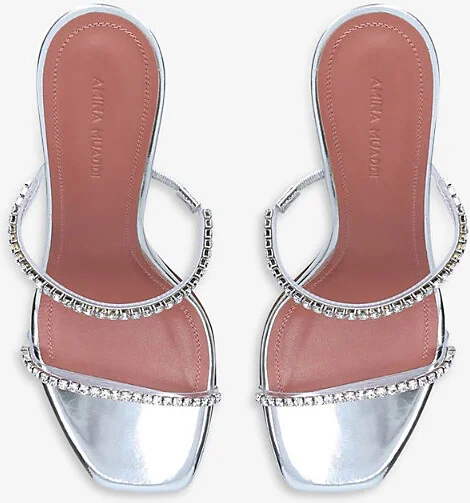 Womens Other Gilda Crystal-Embellished Leather Heeled Mules Eur 42/ 9 Uk Women - Image 2