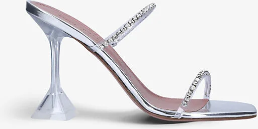 Womens Other Gilda Crystal-Embellished Leather Heeled Mules Eur 42/ 9 Uk Women