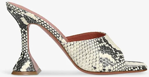 Womens Other Lupita Snake-Embossed Heeled Leather Mules Eur 36 / 3 Uk Women