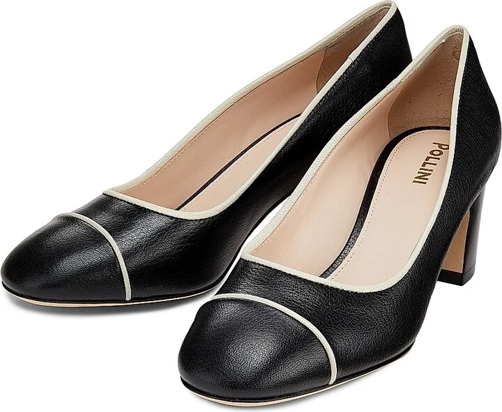 Women's Outline 55MM Suede & Leather Cap-Toe Pumps - Black Sand - Size 6.5 - Image 2