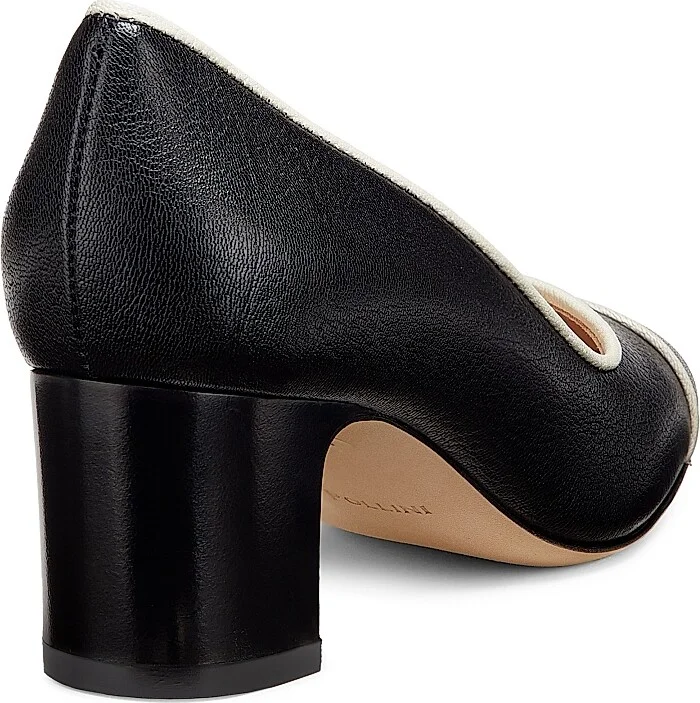 Women's Outline 55MM Suede & Leather Cap-Toe Pumps - Black Sand - Size 6.5 - Image 3