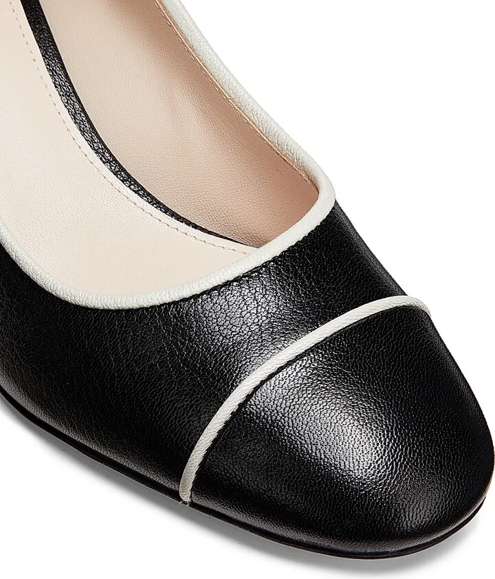 Women's Outline 55MM Suede & Leather Cap-Toe Pumps - Black Sand - Size 6.5 - Image 5