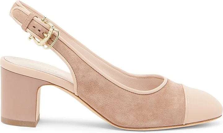 Women's Outline 55MM Suede & Leather Pumps - Beige - Size 8.5