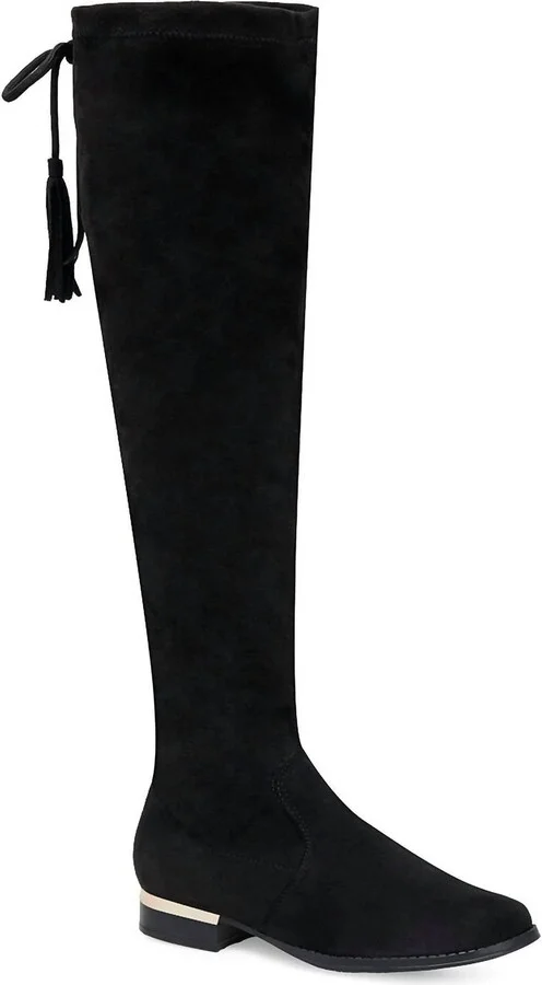 Women's Over The Knee Low Heel Boots In Black