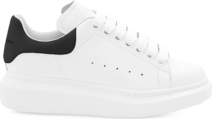 Women's Oversized Embossed Logo Colorblocked Suede Sneakers - White Black - Size 5 - Image 2