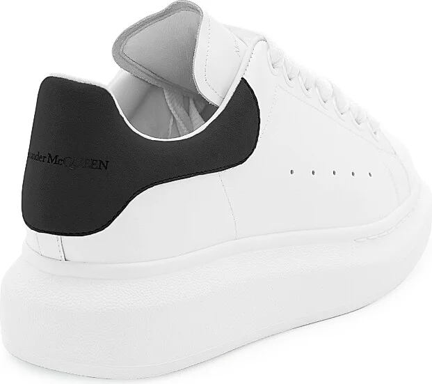 Women's Oversized Embossed Logo Colorblocked Suede Sneakers - White Black - Size 5 - Image 3