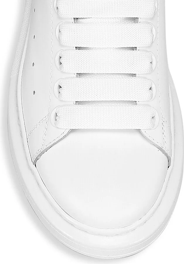 Women's Oversized Embossed Logo Colorblocked Suede Sneakers - White Black - Size 5 - Image 4