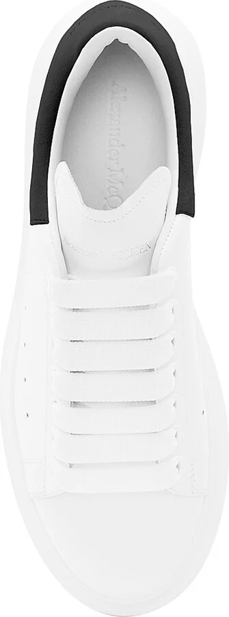 Women's Oversized Embossed Logo Colorblocked Suede Sneakers - White Black - Size 5 - Image 5