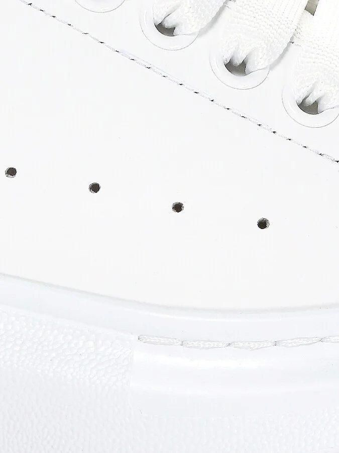 Women's Oversized Embossed Logo Colorblocked Suede Sneakers - White Black - Size 5 - Image 7