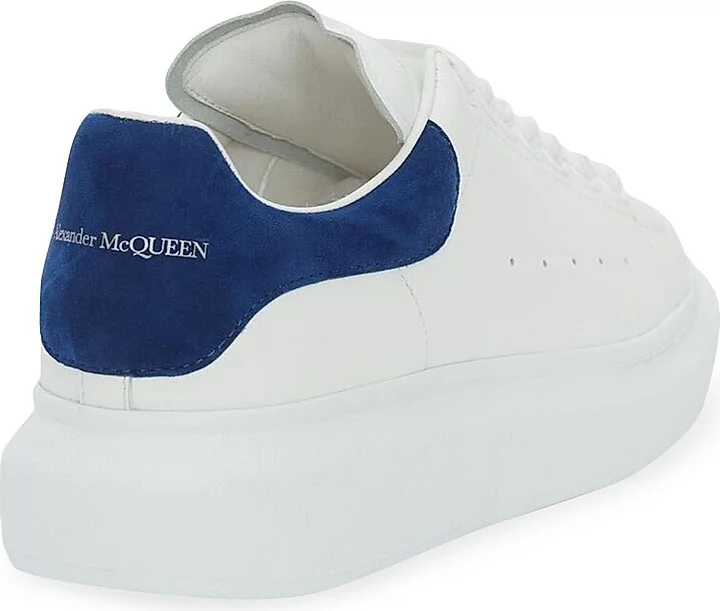 Women's Oversized Embossed Logo Colorblocked Suede Sneakers - White Black - Size 5 - Image 8