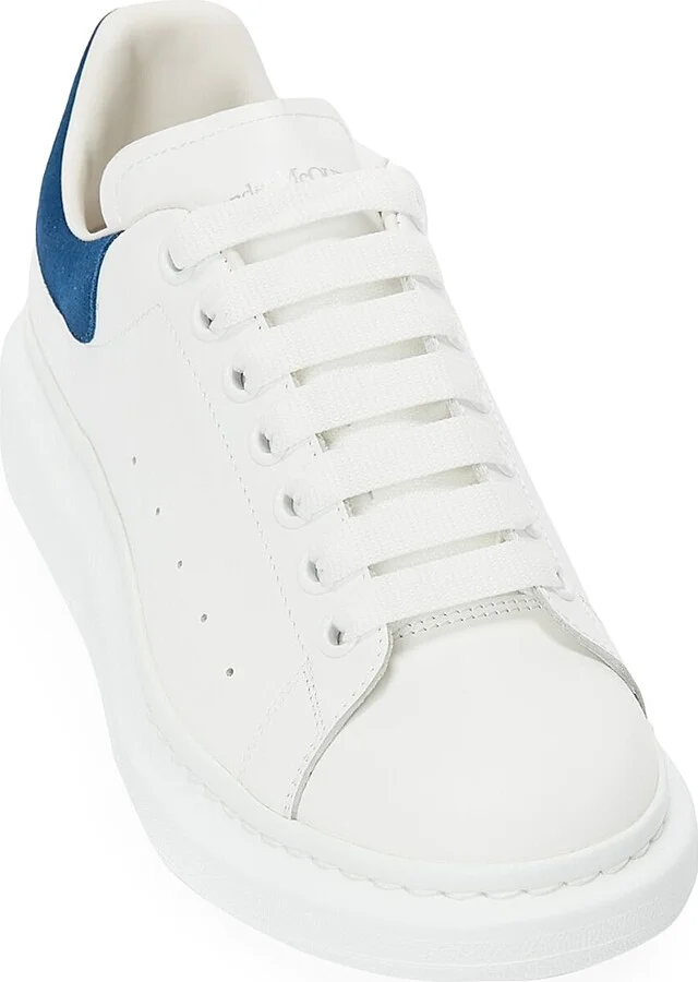Women's Oversized Embossed Logo Colorblocked Suede Sneakers - White Black - Size 5 - Image 9