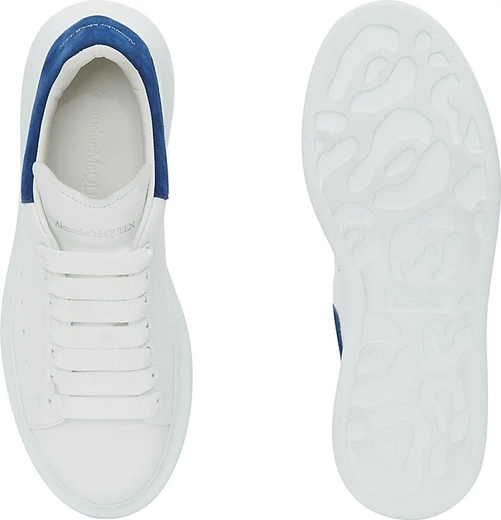 Women's Oversized Embossed Logo Colorblocked Suede Sneakers - White Black - Size 5 - Image 11