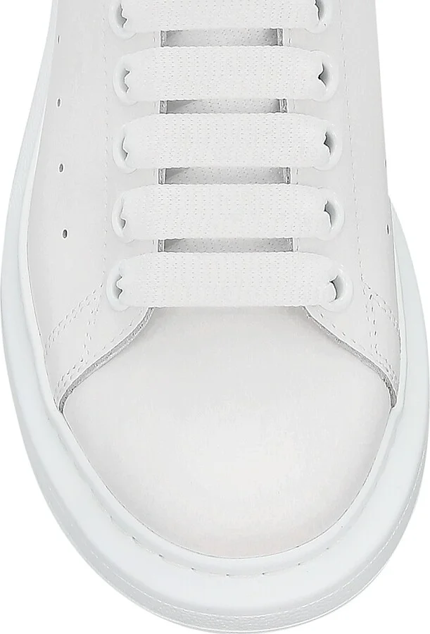 Women's Oversized Iridescent Logo Leather Sneakers - White Shock Pink - Size 5 - Image 4