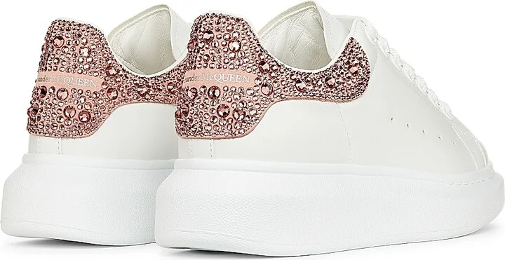 Women's Oversized Leather Low-Top Sneakers - White Pink - Size 5.5 - Image 3