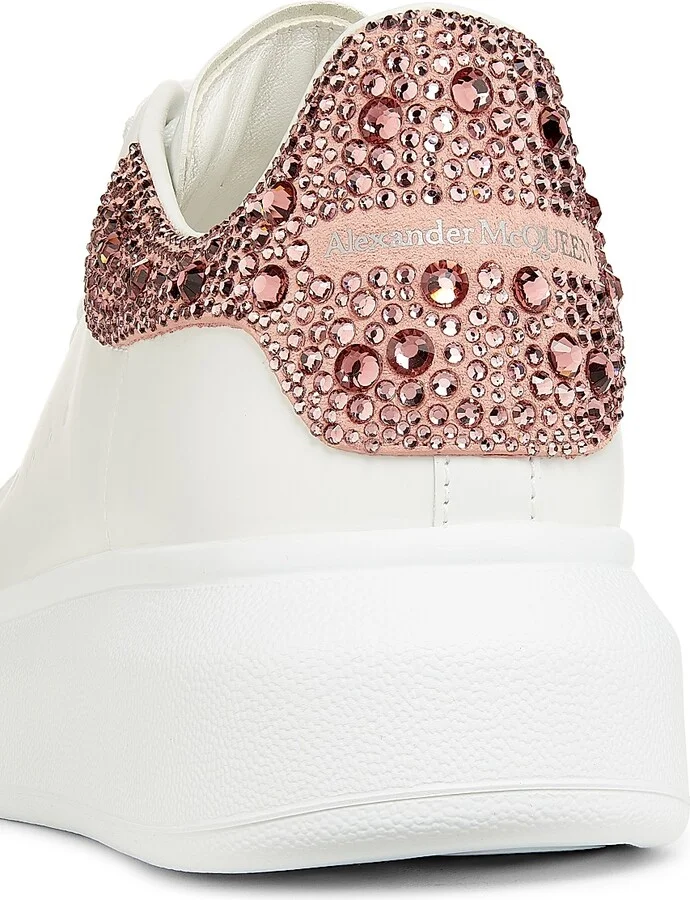 Women's Oversized Leather Low-Top Sneakers - White Pink - Size 5.5 - Image 5