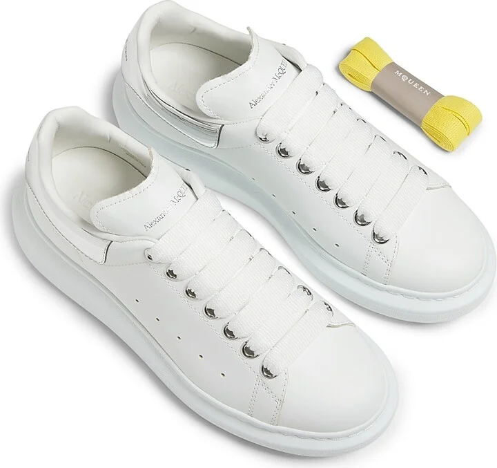 Women's Oversized Leather Sneakers - Candid Calf Mirror Fabric - Size 6 - Image 4