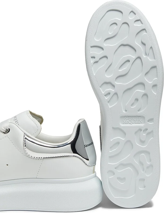 Women's Oversized Leather Sneakers - Candid Calf Mirror Fabric - Size 6 - Image 5