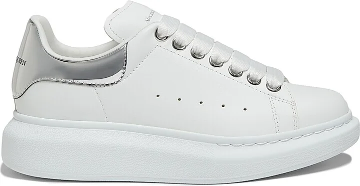 Women's Oversized Leather Sneakers - Candid Calf Mirror Fabric - Size 6