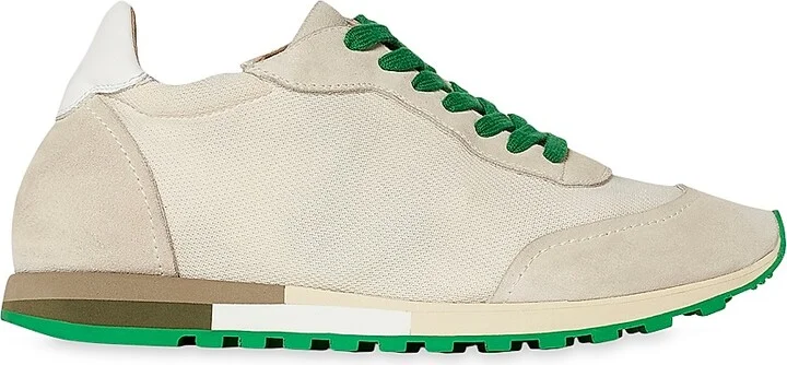 Women's Owen Suede & Mesh Runners - Ivory Green - Size 5.5