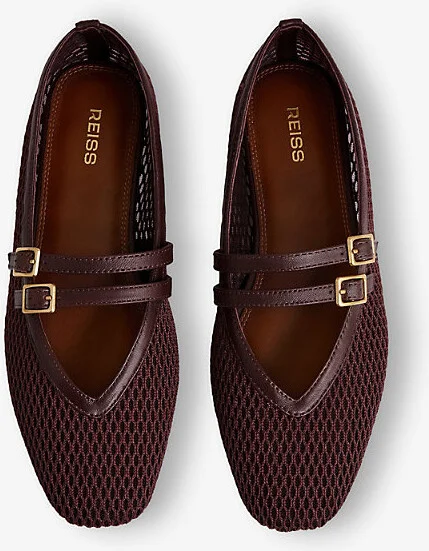 Womens Oxblood Elspeth Mesh and Leather Ballet Flats Eur 37 / 4 Uk Women - Image 2