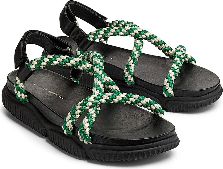 Women's Ozzy Sport 30MM Strappy Platform Sandals - Black Green Cream - Size 10.5 - Image 2