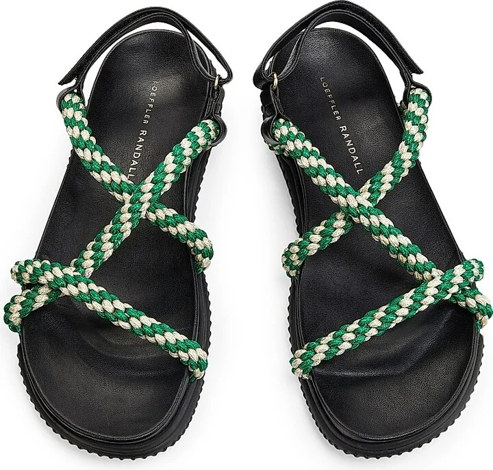 Women's Ozzy Sport 30MM Strappy Platform Sandals - Black Green Cream - Size 10.5 - Image 4