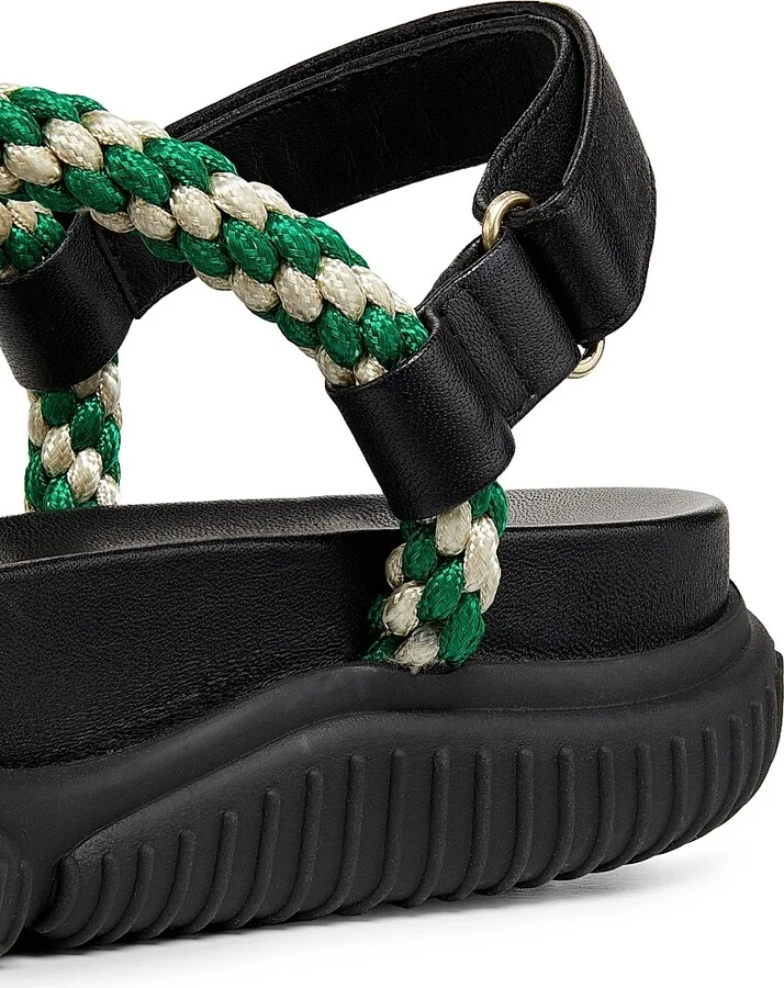 Women's Ozzy Sport 30MM Strappy Platform Sandals - Black Green Cream - Size 10.5 - Image 5