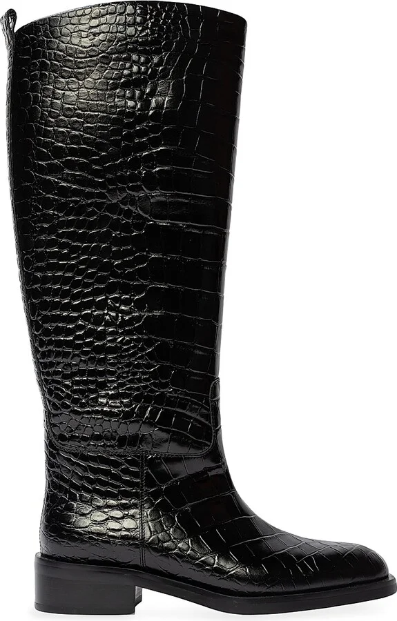 Women's Pace Croco Boots - Black Croc Leather - Size 7