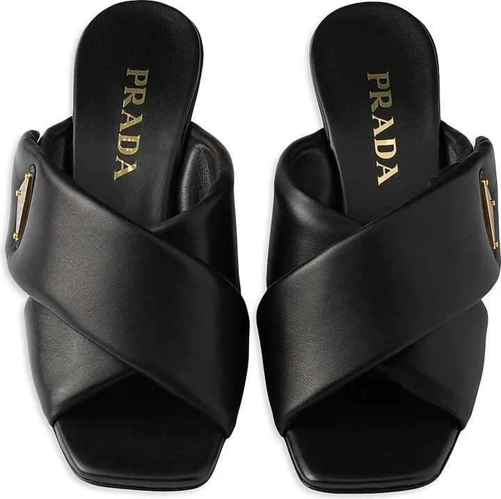 Women's Padded 65MM Nappa Leather Sandals - Black - Size 7 - Image 2