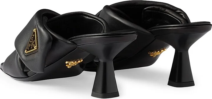 Women's Padded 65MM Nappa Leather Sandals - Black - Size 7 - Image 3