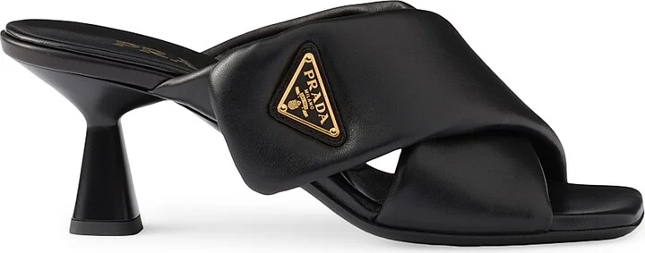 Women's Padded 65MM Nappa Leather Sandals - Black - Size 7