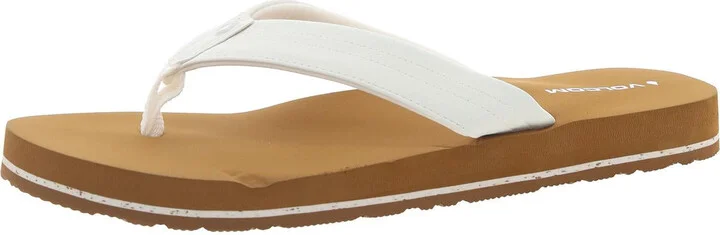 Womens Padded Insole Faux Leather Flip-Flops