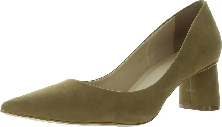 Womens Padded Insole Faux Suede Block Heels