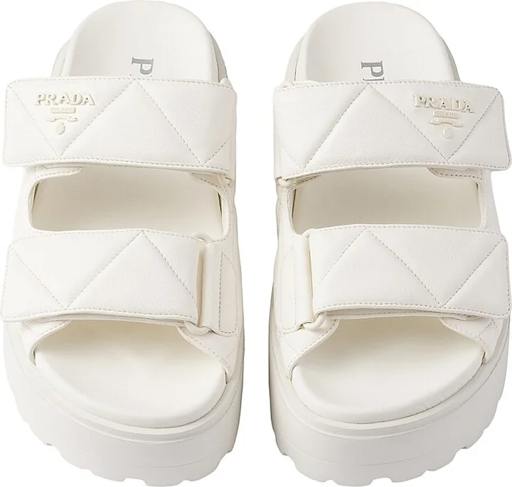 Women's Padded Nappa Leather Slides - Black - Size 7 - Image 5