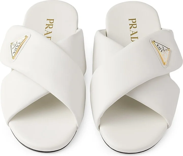 Women's Padded Nappa Leather Slides - White - Size 9 - Image 2