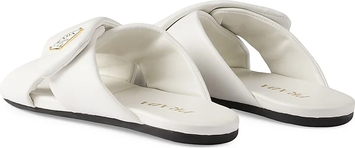 Women's Padded Nappa Leather Slides - White - Size 9 - Image 3