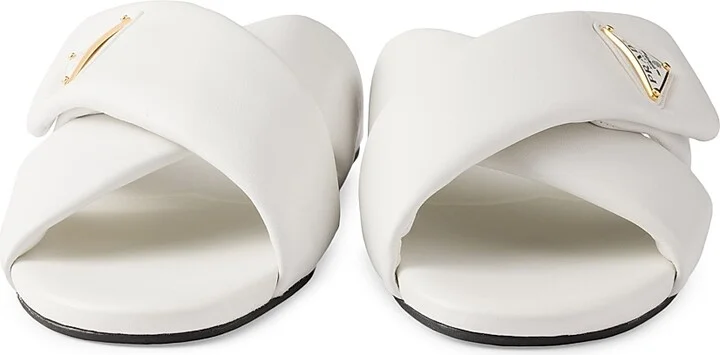 Women's Padded Nappa Leather Slides - White - Size 9 - Image 4