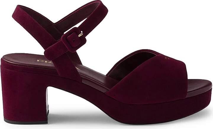 Women's Padded Suede Sandals - Dark Red - Size 6