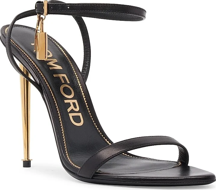 Women's Padlock 105 Leather Point-Toe Ankle-Strap Sandals - Black - Size 7 - Image 2