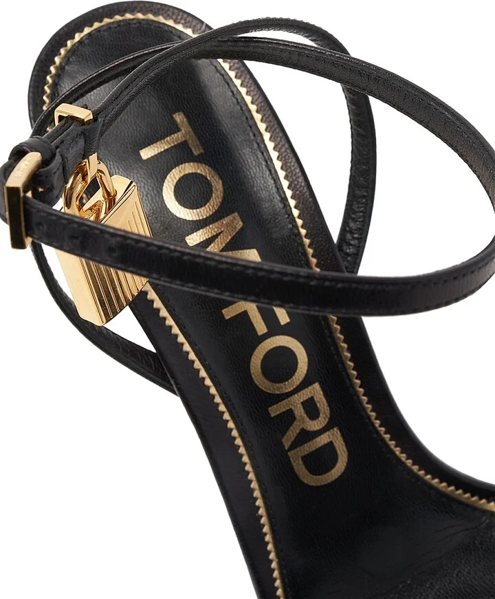 Women's Padlock 105 Leather Point-Toe Ankle-Strap Sandals - Black - Size 7 - Image 5