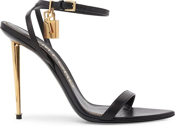 Women's Padlock 105 Leather Point-Toe Ankle-Strap Sandals - Black - Size 7