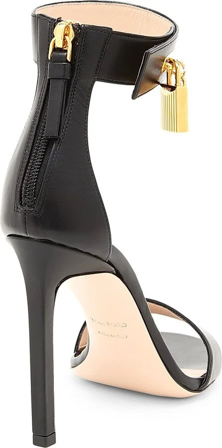 Women's Padlock 105MM Leather Sandals - Black - Size 6 - Image 3