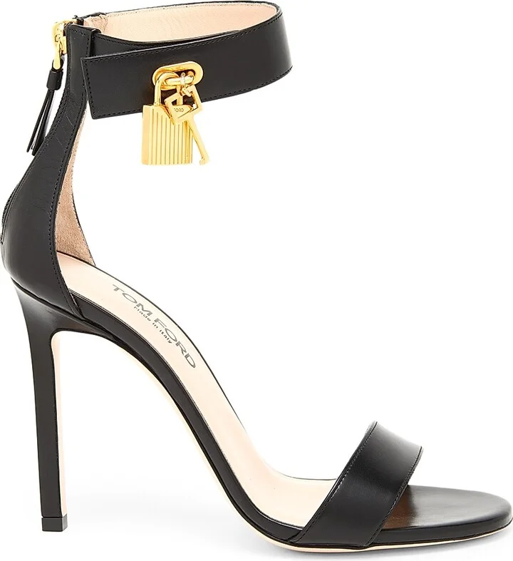 Women's Padlock 105MM Leather Sandals - Black - Size 6
