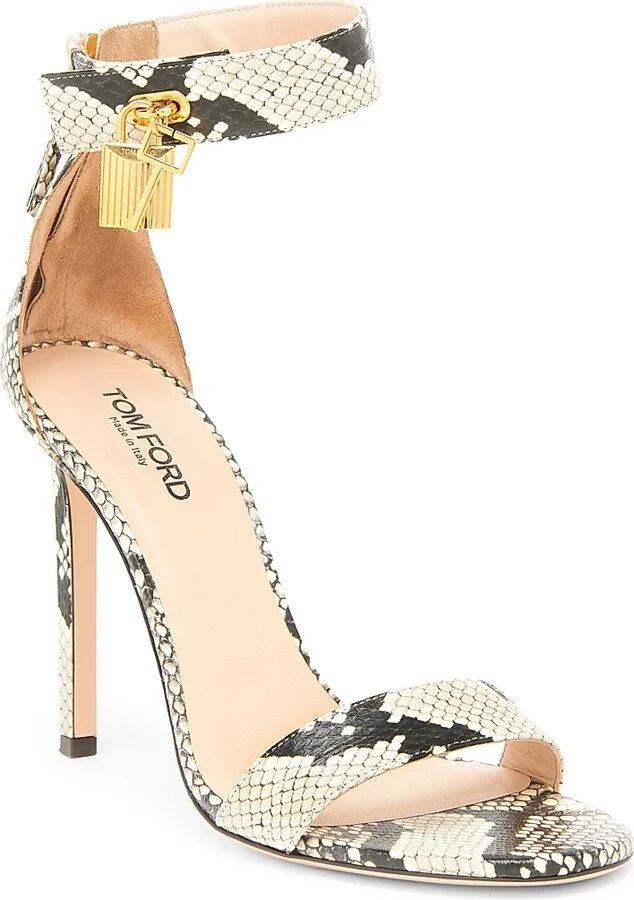 Women's Padlock 105MM Python-Printed Leather Sandals - Roccia - Size 6 - Image 2