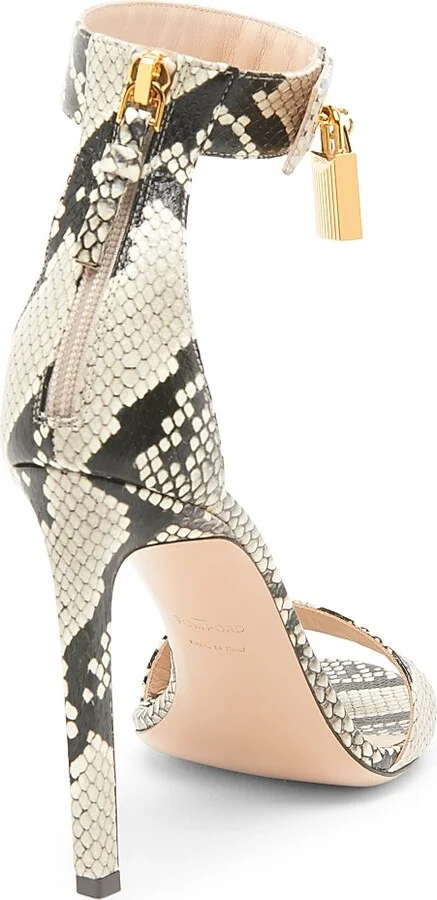 Women's Padlock 105MM Python-Printed Leather Sandals - Roccia - Size 6 - Image 3