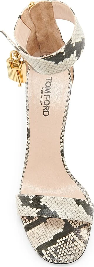 Women's Padlock 105MM Python-Printed Leather Sandals - Roccia - Size 6 - Image 4