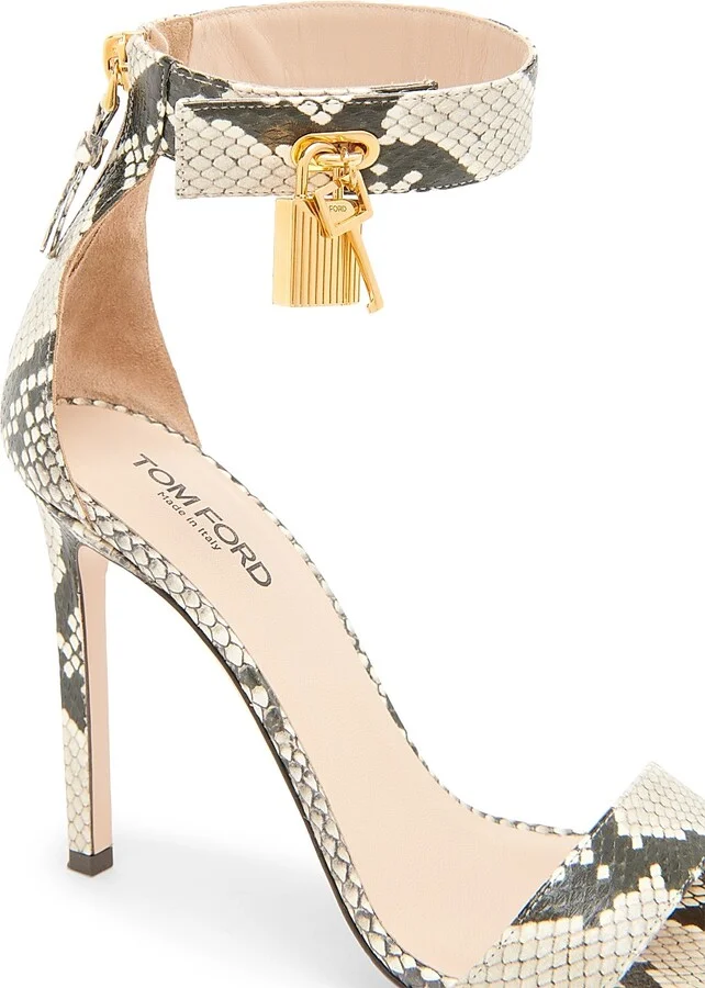 Women's Padlock 105MM Python-Printed Leather Sandals - Roccia - Size 6 - Image 5