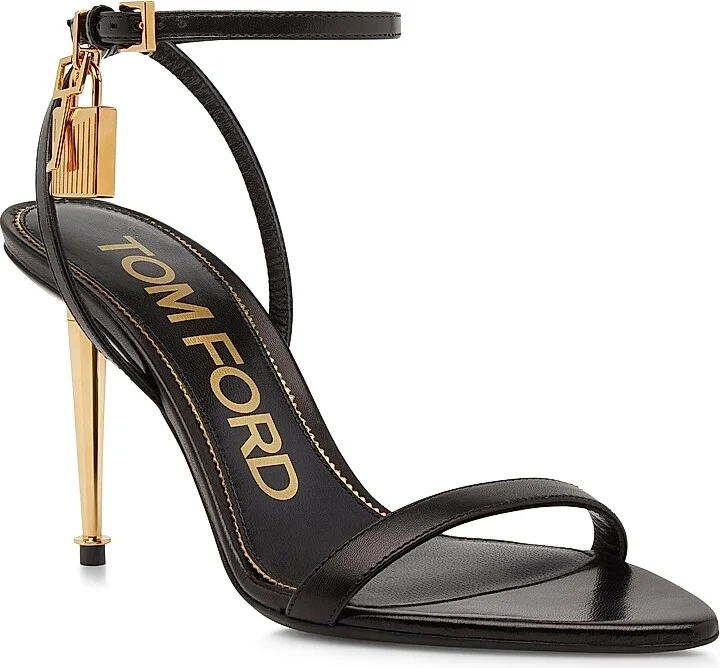 Women's Padlock 85 Leather Point-Toe Ankle-Strap Sandals - Black - Size 6 - Image 2