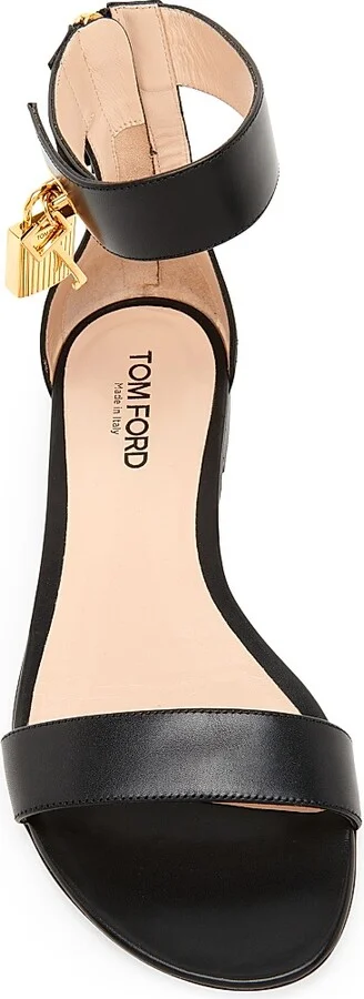 Women's Padlock Leather Sandals - Black - Size 6 - Image 4